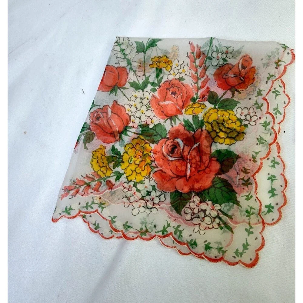3 Vintage Lot  Switzerland Embroidered Hankies Handkerchiefs Wedding 13
